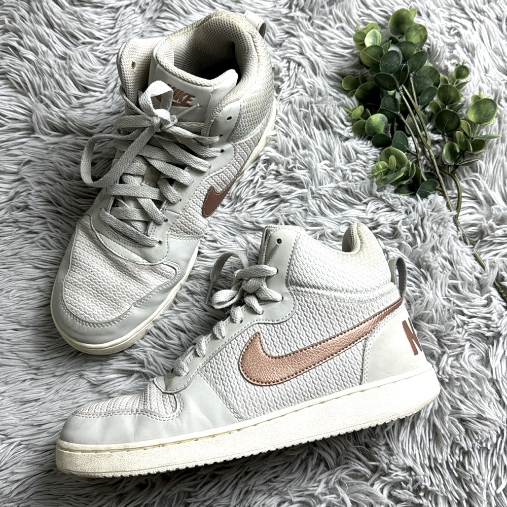 Nike Women's Court Borough Mid Premium Casual Sneakers light bone rose gold 9
